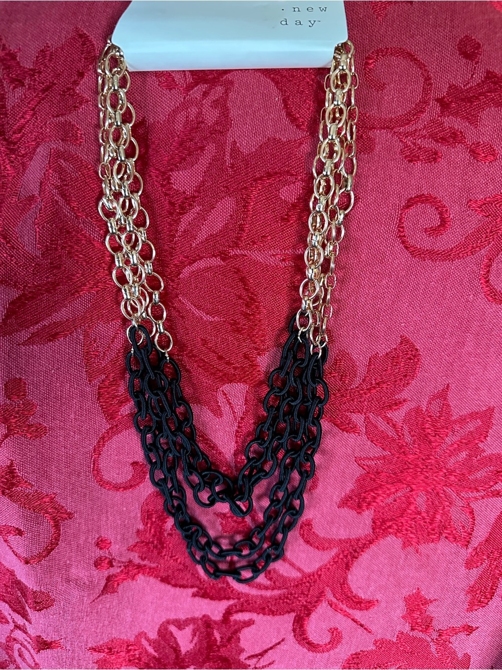 🌵 3/$15 a new day Gold and Black Layered Chain Necklace ( see description)